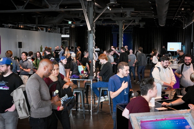 View of guests in the venue from the back of the room.